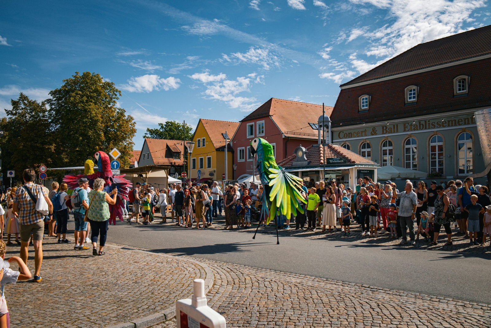 Full band performing at a festival